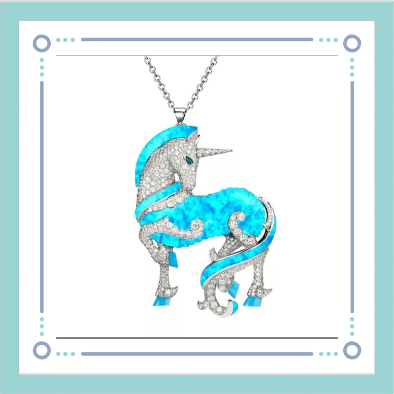 ネックレス ユニコーン シルバー 青 幻獣 バルキリー 聖獣 少女 穢れ