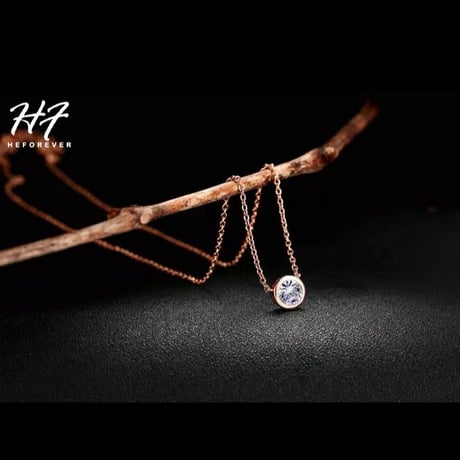 ネックレス　ピンクゴールド 女性用 カット　ジルコニア ネックレス ベゼル おしゃれ かわいい