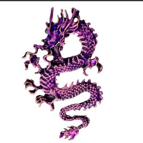 ブローチ　エナメル　紫雲龍神　ドラゴン　悟り　求道　導き　カジュアル