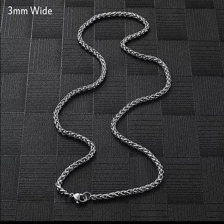 ネックレス チェーン 51cm ステンレス 喜平 3mm チタン　編み込み