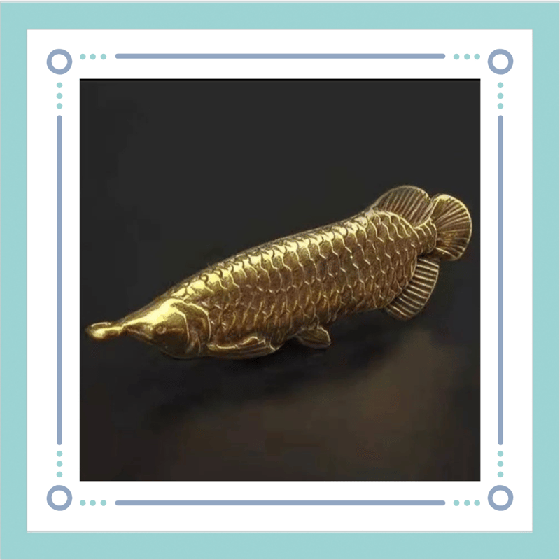 アロワナ ペンダントトップ キーホルダー ネックレス 真鍮 アクア 龍魚