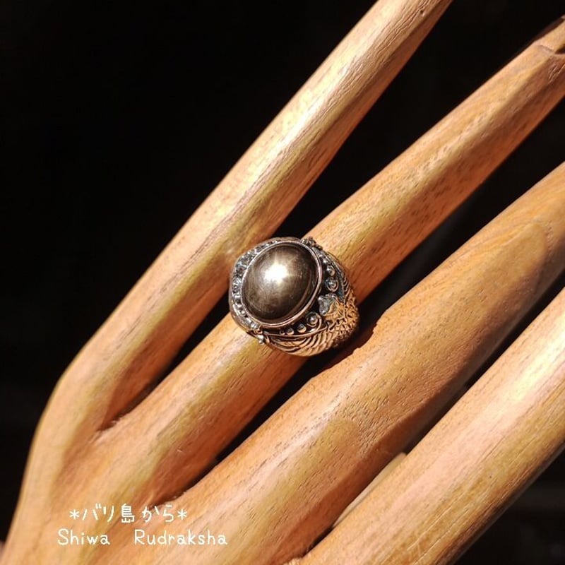 天然ブラックサファイアブラックサファイアのシルバー指輪(サイズ16-17)
