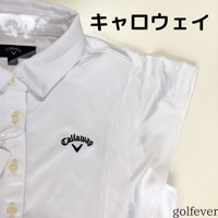 キャロウェイ　ボタニカルジャッカード　ラッフル半袖シャツ　ホワイト