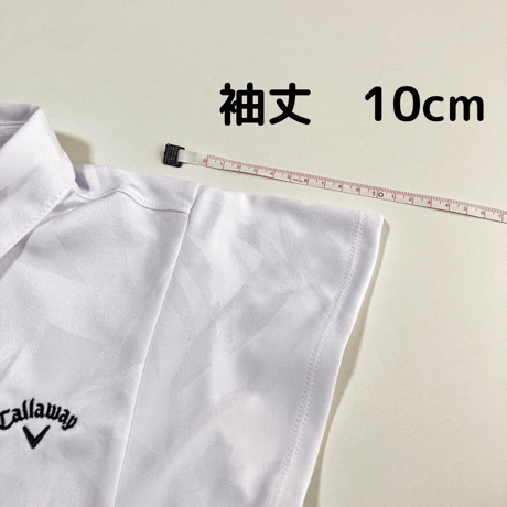 キャロウェイ　ボタニカルジャッカード　ラッフル半袖シャツ　ホワイト