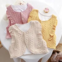 ベビー服 ケーブル柄ニット風フリルベスト ベビー 新生児 キッズ 子供 トドラー ベビーウェア プレゼント 出産祝い
