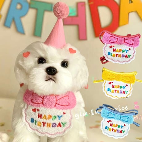 バースデーセット 誕生日グッズ ペットグッズ 撮影用 誕生日 スタイ バースデー 犬 猫 帽子 よだれかけ まえかけ プレゼント ペット HAPPY BIRTHDAY ペット服 飾り タオル