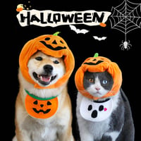 ペット服 ハロウィン コスプレ かぼちゃ帽子 かぼちゃエプロン おばけエプロン よだれかけドッグウェア 犬服 おしゃれ かわいい 安い