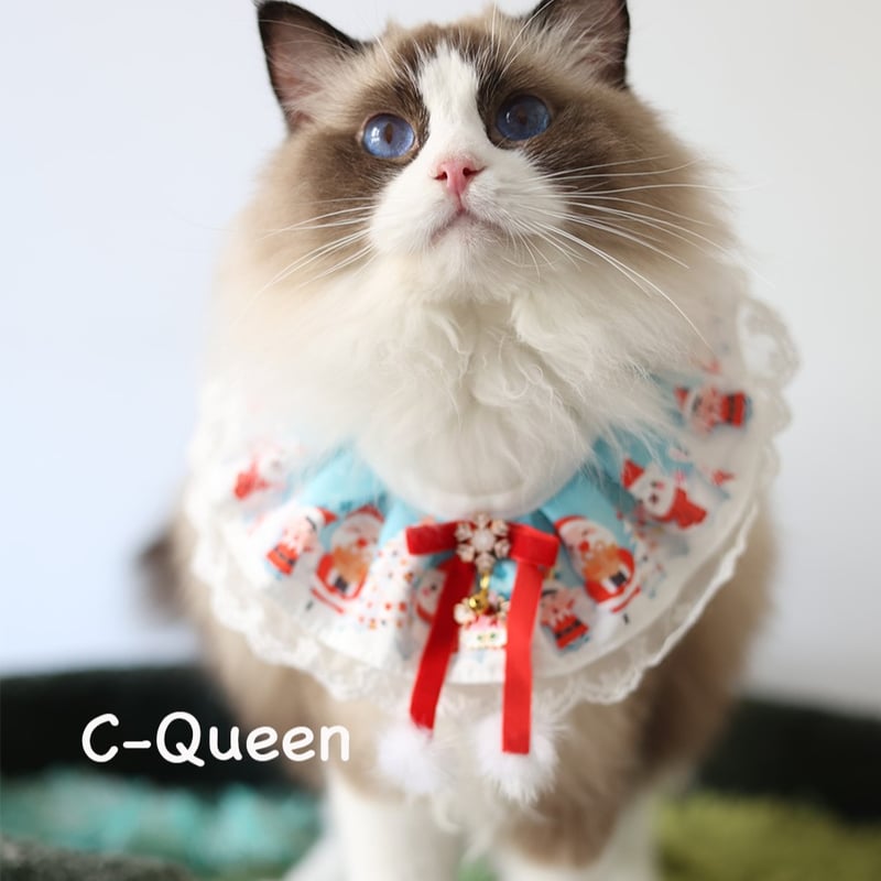 猫ちゃんのXmasアイテム☆C-Queen クリスマスカラー 首輪 キャットウェア 猫服 ペッ...