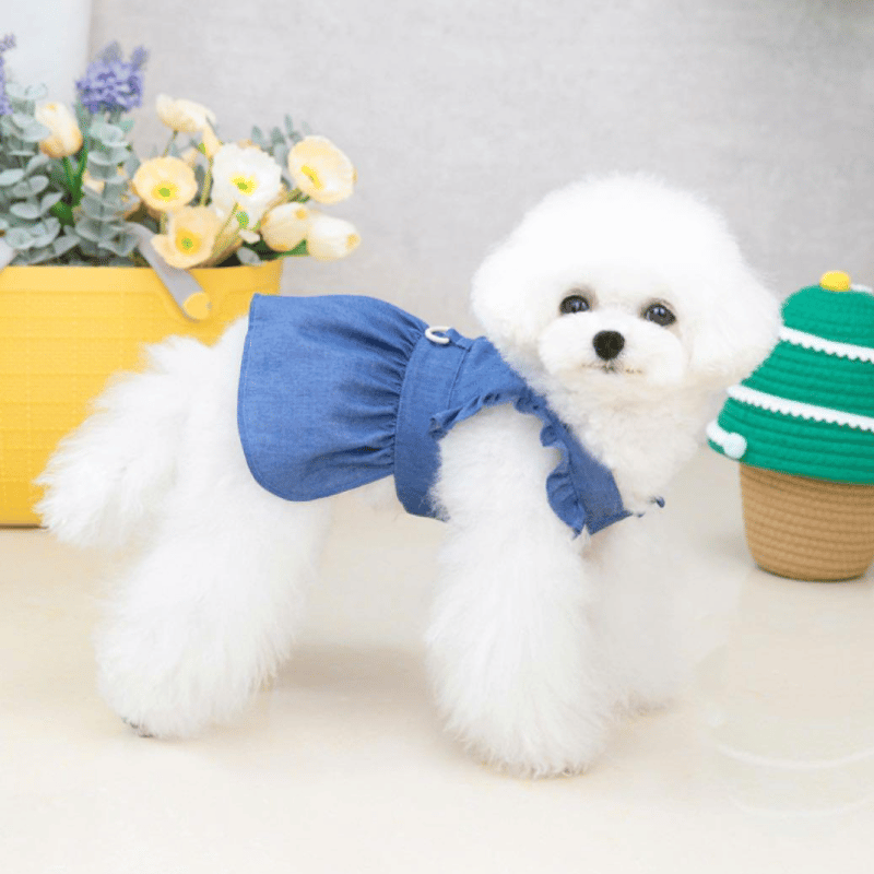 ハンドメイド犬服 ストレッチデニムワンピ☆デザイン変更不可です