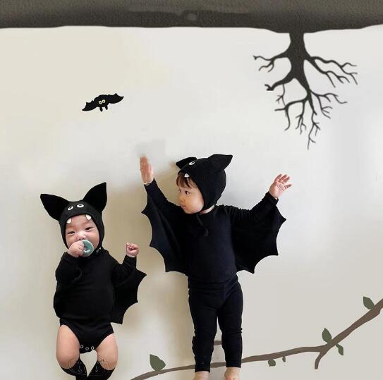 ベビー服 ハロウィン コウモリ 帽子 カバーオール ロンパース セット 