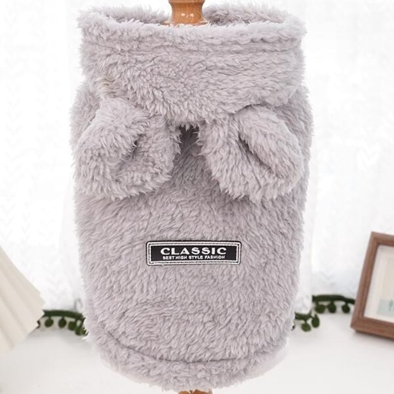ペット服 モフモフ 耳付きフードパジャマ ペットウェア ドッグウェア 
