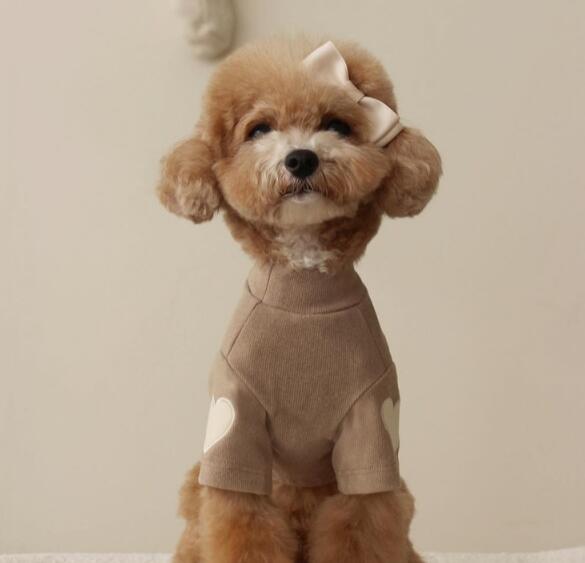 ペット服 ハートパッチ付きフリース ニット ドッグウェア 犬服 