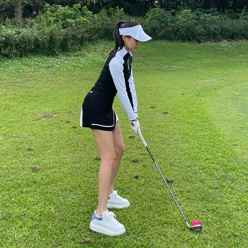 Malbon レディース ゴルフウェア 上下セット 半袖＋不規則プリーツスカート 予約商品】 ゴルフウェア 上下セット セットアップ ゴルフファッション