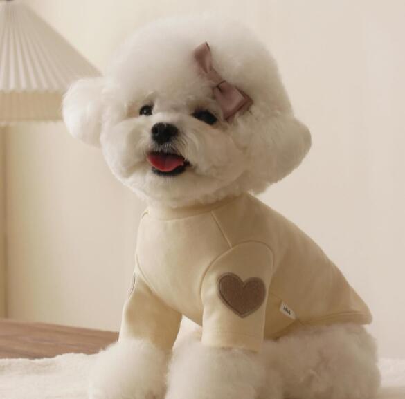 ペット服 ハートパッチ付きフリース ニット ドッグウェア 犬服 