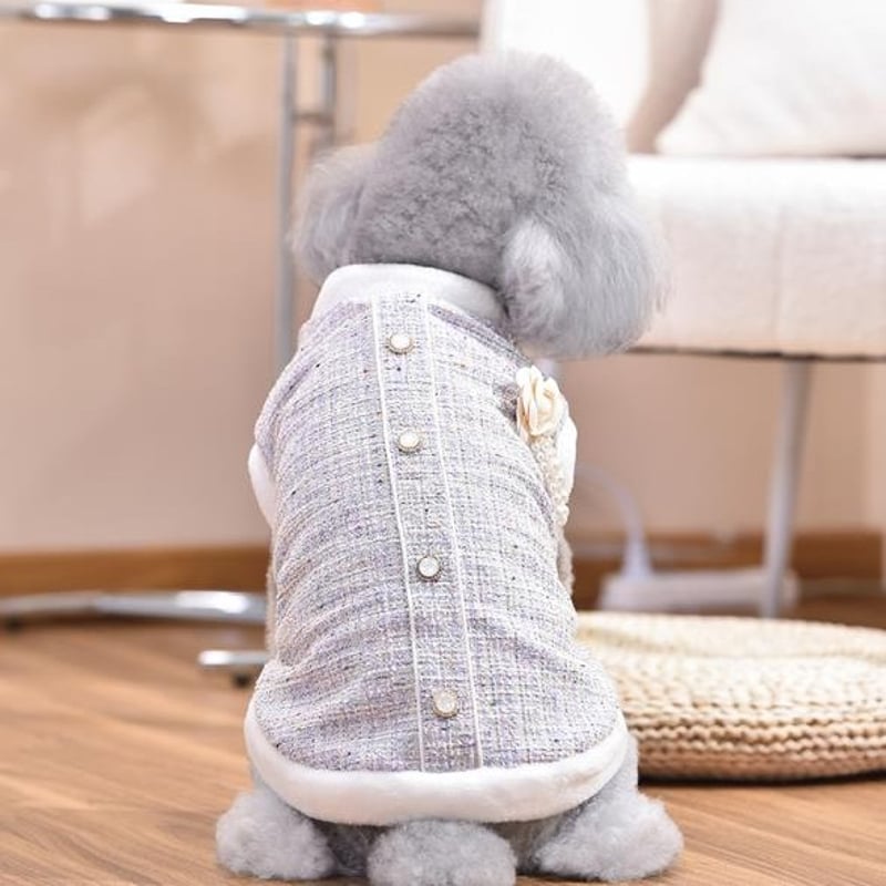 ペット服 ツイード風ジャケット トップス 秋冬 ドッグウェア 犬服