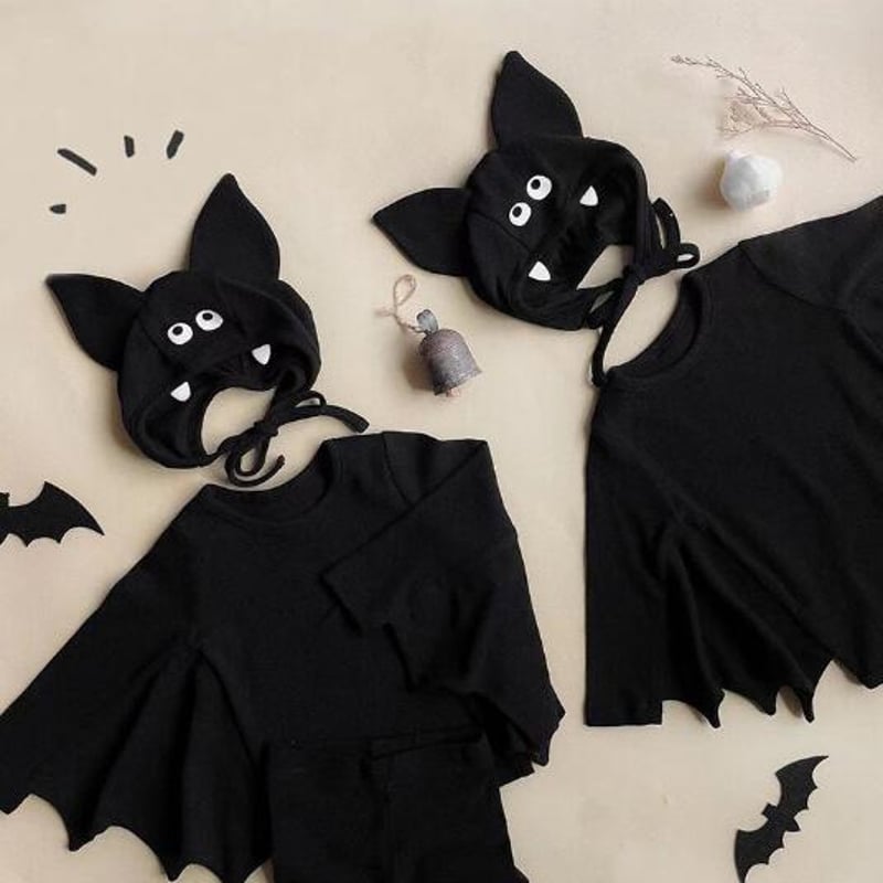 ベビー服 ハロウィン コウモリ 帽子 カバーオール ロンパース セット 