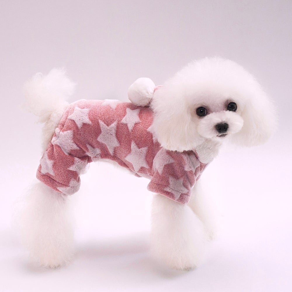 トナカイデザイン 犬服 フリース トナカイ柄ボアトップス 【3XL～6XL】 あったか 秋冬用 ブラウン