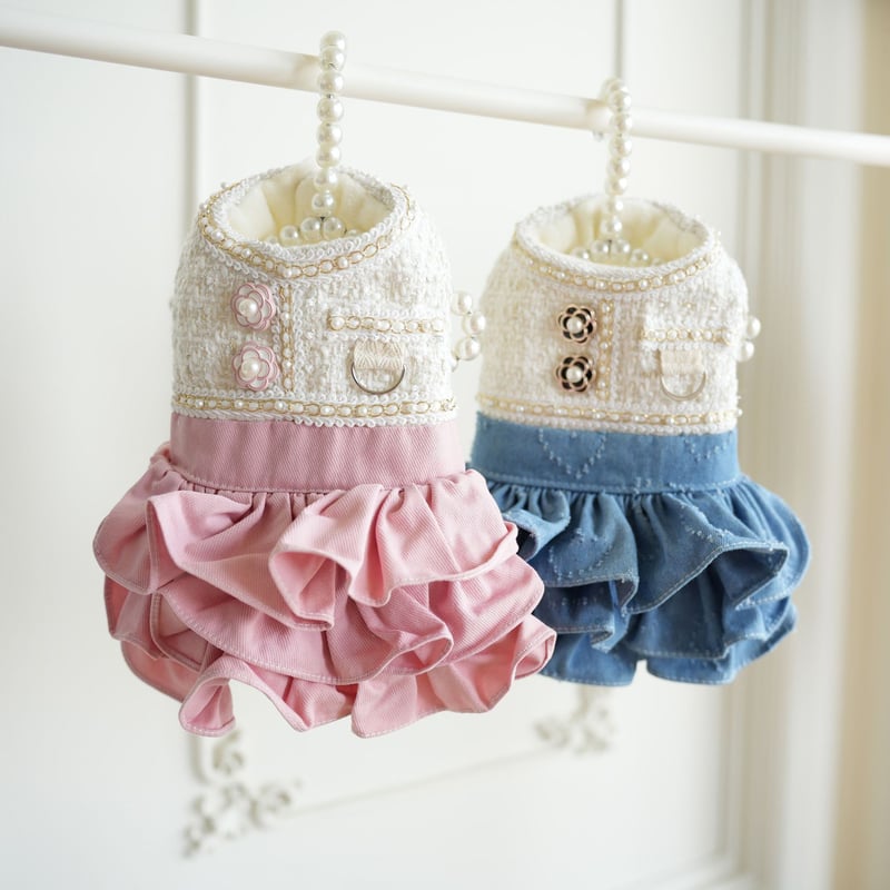 dogwear ファンシーツィードフリルワンピース　ハンドメイド dogwear ファンシーツィードフリルワンピースハンドメイド