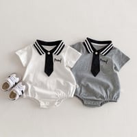 ベビー服 ネクタイ付きスクールロンパース つなぎ 男の子 女の子 ベビー 新生児 キッズ 子供 トドラー ベビーウェア プレゼント 出産祝い