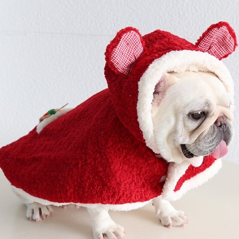 ペット服 耳付きクリスマスケープ 秋冬 Xmas クリスマス ドッグウェア