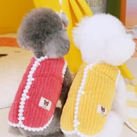 【すぐにお届け】ペット服 背中開き ポンポンふちどり 裏起毛トップス あったか ドッグウェア 犬服 ペットウェア おしゃれ かわいい 安い