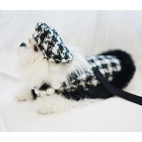 送料無料！ 犬服 チェック柄ファーマント ベレー帽 リード 3点セット ケープ コート ペット服 犬 おしゃれ かわいい 安い 小型犬 中型犬 大型犬