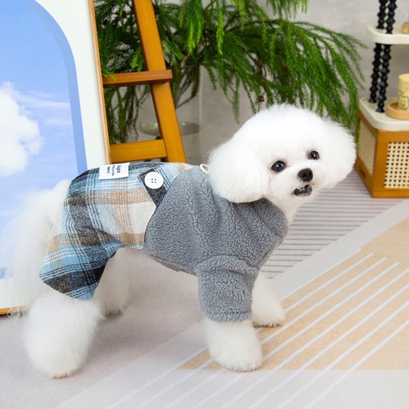 hideTVチェック柄オーバーオール・つなぎ ペット服 チェック柄サロペットデザイン つなぎ オールインワン