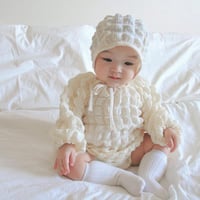 ベビー服 ポップコーンロンパース 帽子 セット 秋服 長袖 男女兼用 ベビー 新生児 キッズ 子供 トドラー ベビーウェア プレゼント 出産祝い