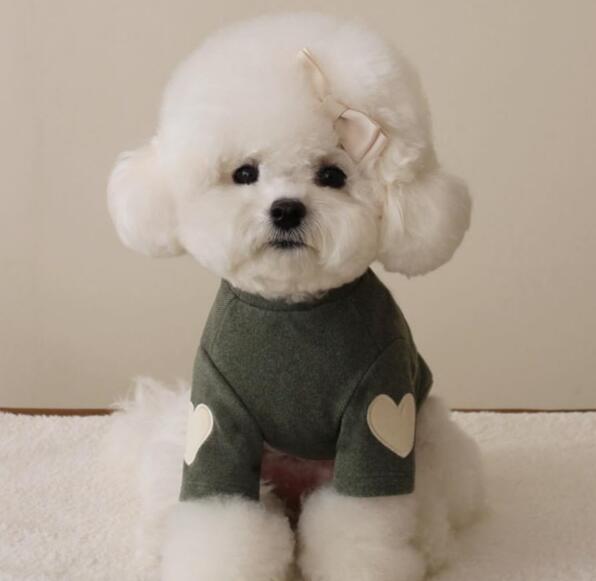 ペット服 ハートパッチ付きフリース ニット ドッグウェア 犬服 