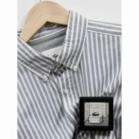 12.久村卓 <PLUS_LACOSTE_gray stripe shirt>