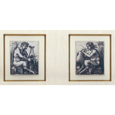 99.Sebald Beham  <Satyr Playing Lyre & Satyr Playing Bagpipe>