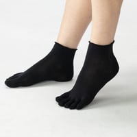 コラーゲン加工糸で編んだ5本指ソックス  [ブラック]