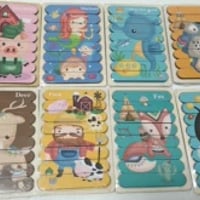 木製子供パズル知育玩具両面柄2歳以上交通動物恐竜柄多数