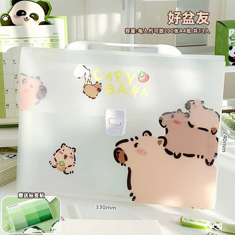 A4透明アコーディオンファイル手提げ学生資料分類袋ジッパー式