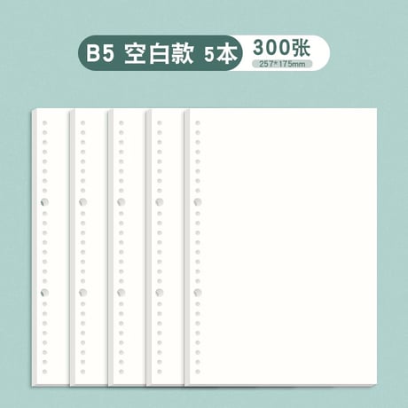 ルーズリーフB5A4A526穴替え紙横罫方眼英語ノート用