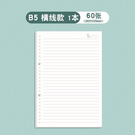 ルーズリーフB5A4A526穴替え紙横罫方眼英語ノート用