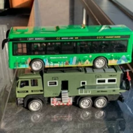 子供用サウンドライトバス合金オフロードキャンピングカーセット19cm2台耐衝撃