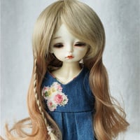 紅館Doll/お人形カツラob11モヘアブライザ大ぶりウェーブ巻きおさげ斜め前髪