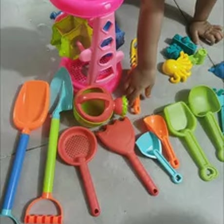 子供用砂遊びセット 大型スコップ付 砂時計バケツ 工具17?35点セット 安全素材