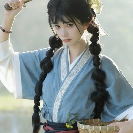 逐玉 田曦薇風 半袖粉青色漢服レンタル