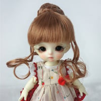 紅館Doll/ob11人形かつらSDモヘアblythe娃用双小ポニーテール