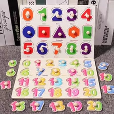 木製知育パズル 幼児向け立体?? 1歳から6歳 知育玩具 手持ち板付き