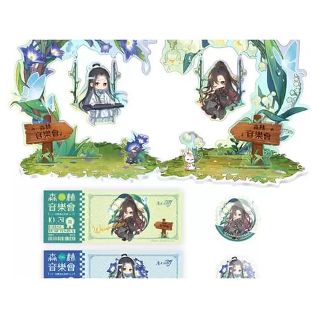 アニメ魏無羡藍忘機誕生日Q版アクスタ缶バッジキーホルダー