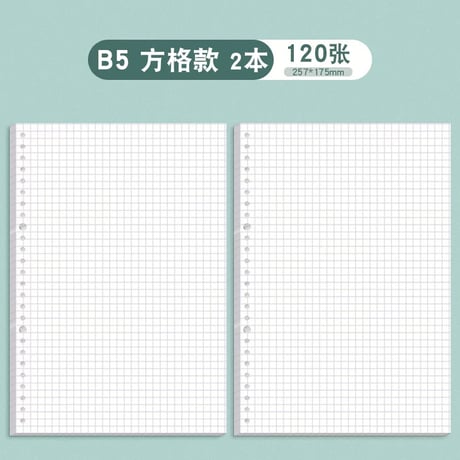 ルーズリーフB5A4A526穴替え紙横罫方眼英語ノート用