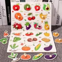 木製知育パズル 幼児向け立体?? 1歳から6歳 知育玩具 手持ち板付き