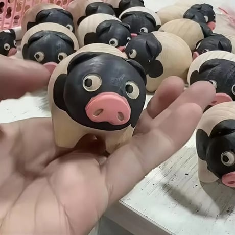 逐玉同款 木彫り小猪 おしゃれな飾り