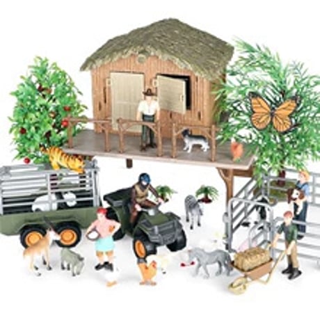 子供用農場ツール乗馬カウボーイ動物セット玩具ブロックセット