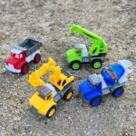男の子向け慣性工事車両4点セット?掘機ミキサークレーンダンプカーおもちゃ
