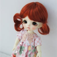 紅館Doll/ob11ドールウィッグSDカニカレン8643分赤ちゃん二重巻きポニーテール
