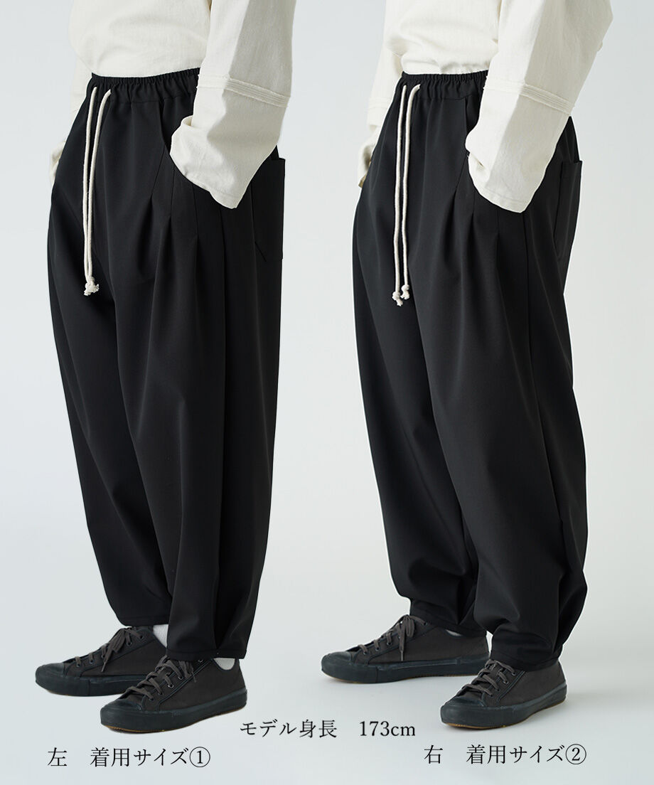 LOOSE SHIFT PLEATED PANT-BLACK | Remind life basic